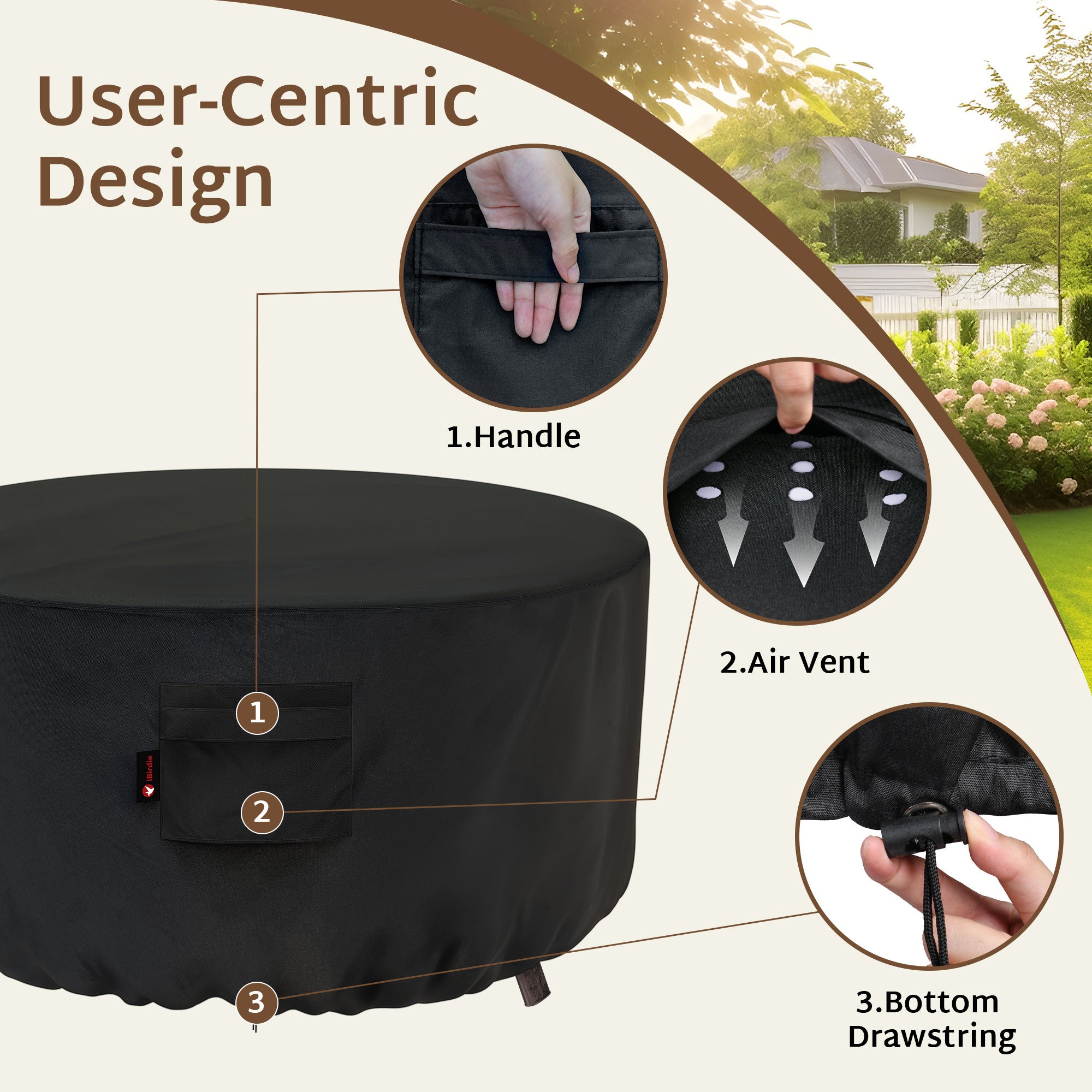 iBirdie Round Patio Furniture Cover