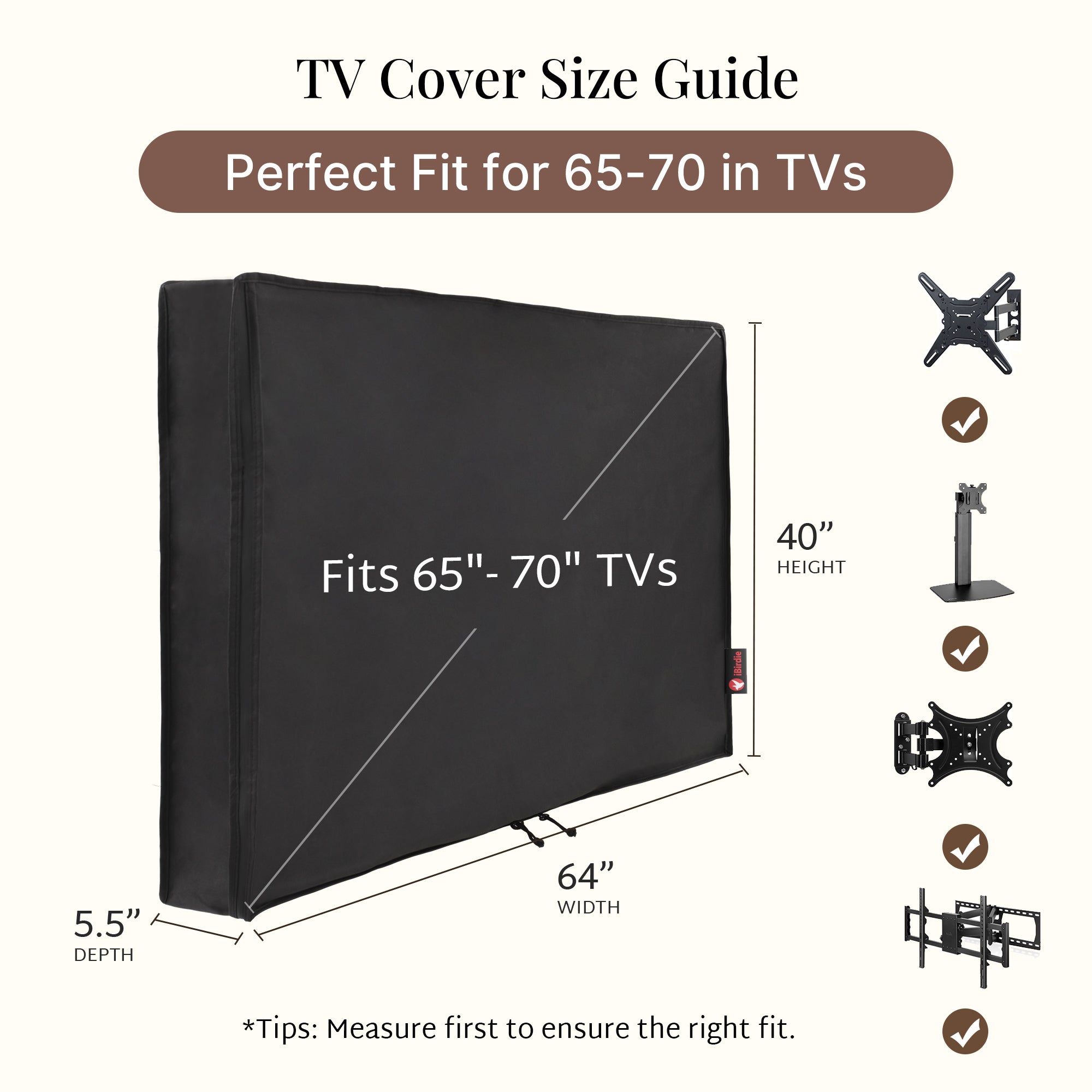 iBirdie Outdoor TV Cover with Zipper