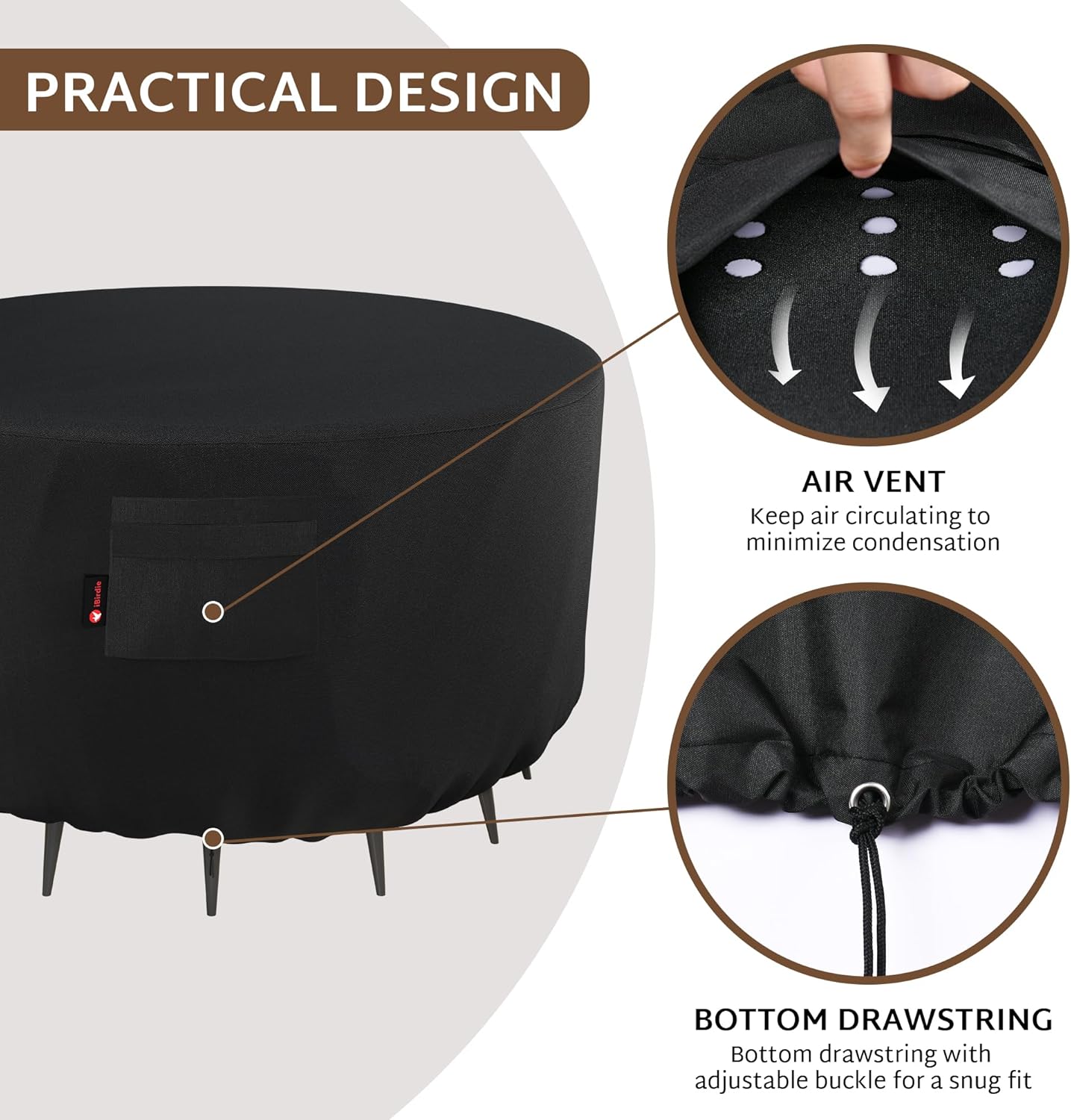 iBirdie Round Patio Furniture Cover